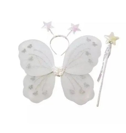 Kids Baby Fairy Wings Fashion Butterfly Wings Dress Up Party 3 pcs set (wing+Stick+ hairband) Random Colors
