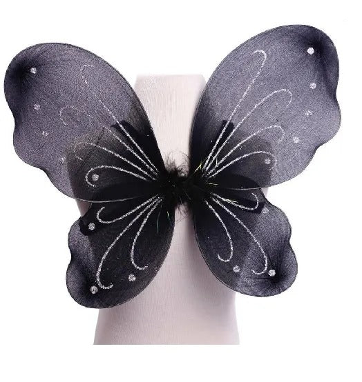 Kids Baby Fairy Wings Fashion Butterfly Wings Dress Up Party 3 pcs set (wing+Stick+ hairband) Random Colors