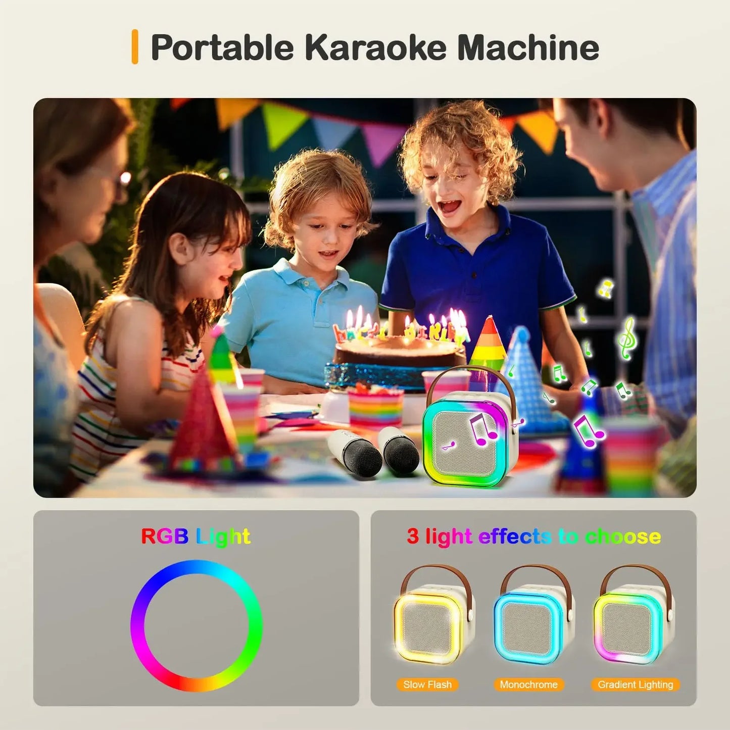 Mini Portable Karaoke Bluetooth Speaker with 2 Mike Audio Integrated Microphone Home Karaoke Wireless Bluetooth Speaker