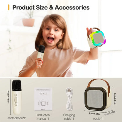 Mini Portable Karaoke Bluetooth Speaker with 2 Mike Audio Integrated Microphone Home Karaoke Wireless Bluetooth Speaker