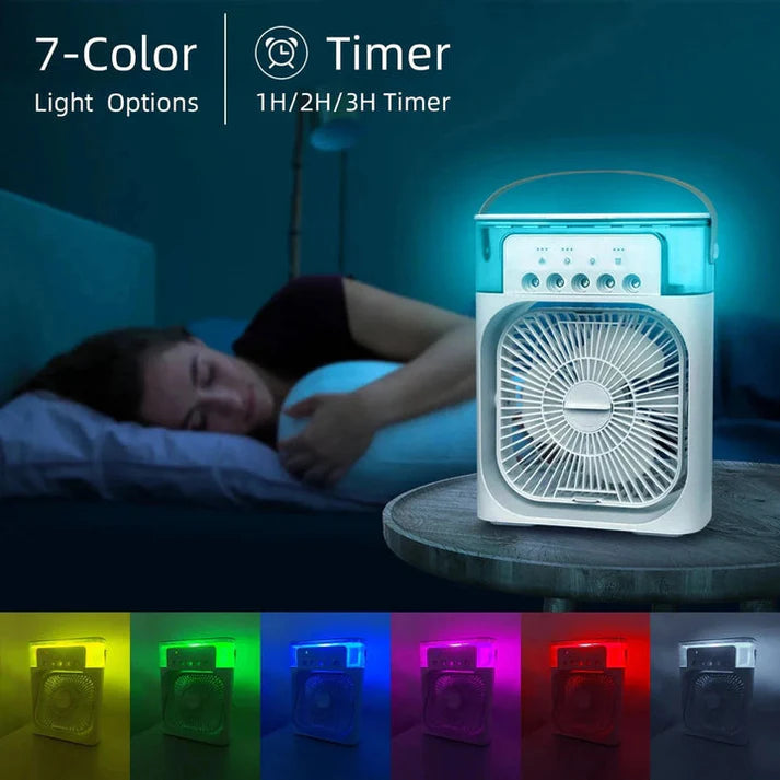 Portable Air Conditioner Fan USB Electric Fan with LED Night Light, Fine Mist Water, and Humidifier Function | Led Night Light Water Mist - 10 inch Big Size