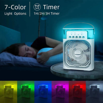 Portable Air Conditioner Fan USB Electric Fan with LED Night Light, Fine Mist Water, and Humidifier Function | Led Night Light Water Mist - 10 inch Big Size