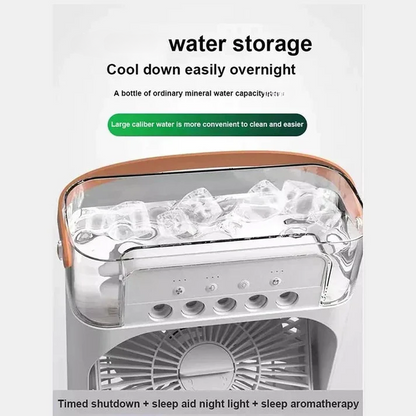 Portable Air Conditioner Fan USB Electric Fan with LED Night Light, Fine Mist Water, and Humidifier Function | Led Night Light Water Mist - 10 inch Big Size