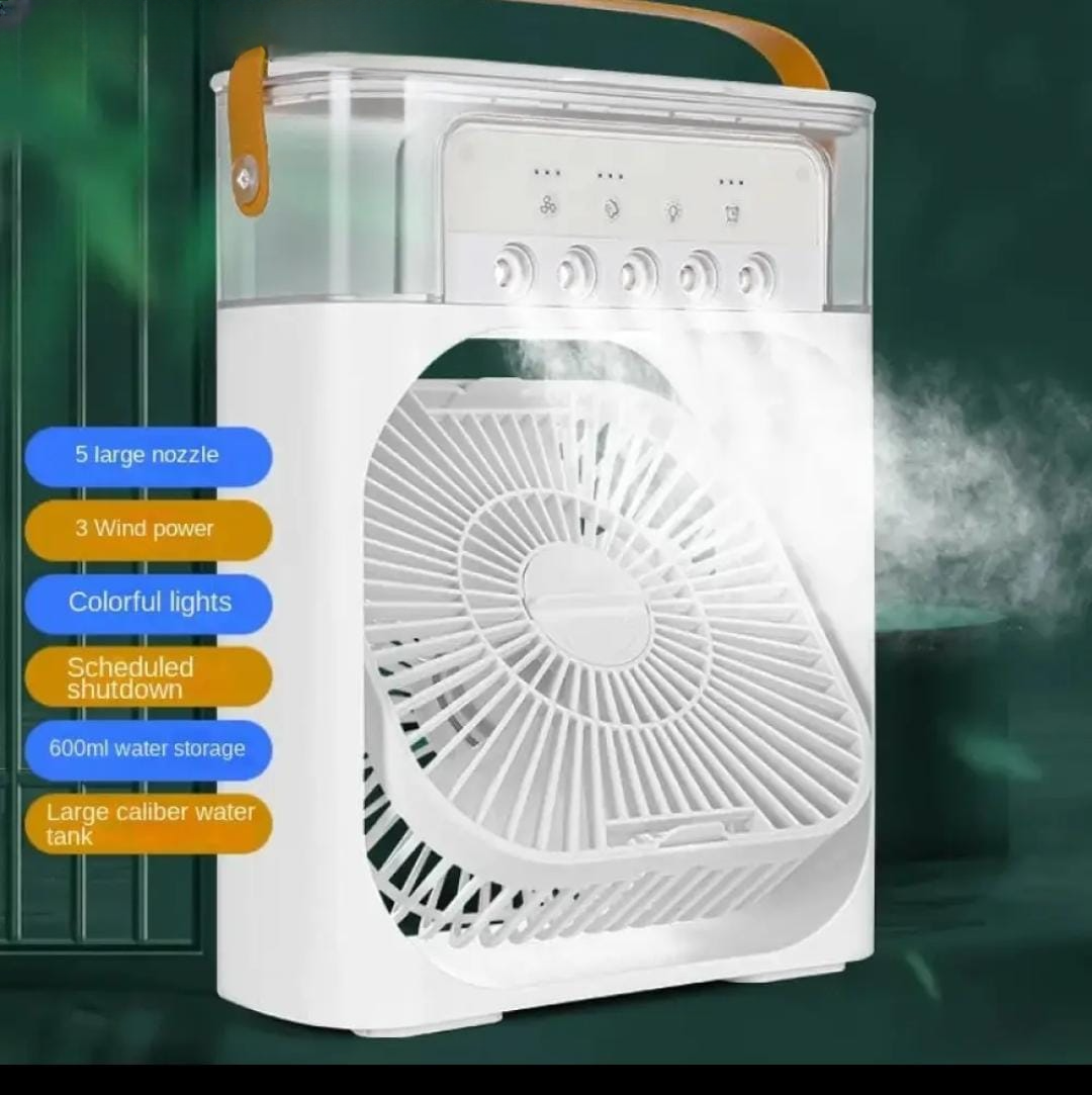 Portable Air Conditioner Fan USB Electric Fan with LED Night Light, Fine Mist Water, and Humidifier Function | Led Night Light Water Mist - 10 inch Big Size