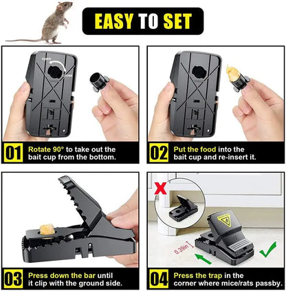 Best Seller Catcher Automatic Spring Reusable Plastic Black Rat Mice Mouse Traps - Pack of 3