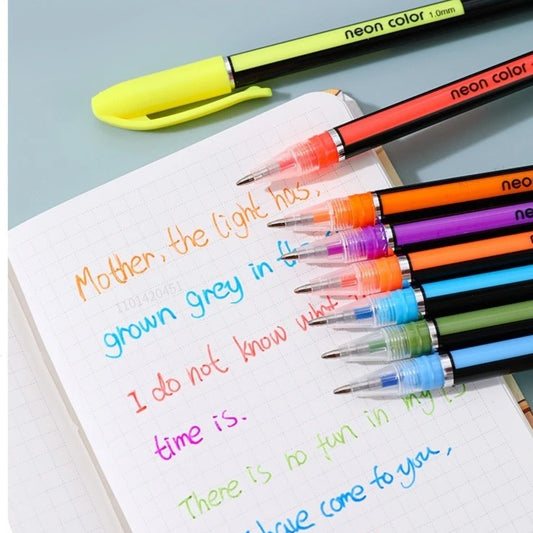 Gel Pen & Highlighter Set | 12 Pens | 1.0mm Color Pen Set for Art, Journaling & School Supplies