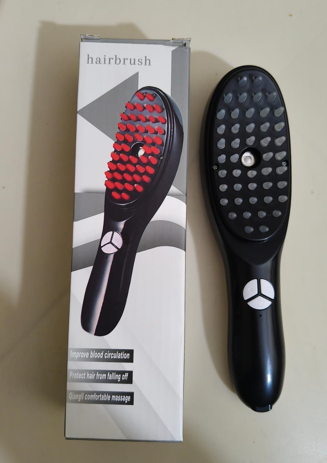 Electric Massage Comb – Blue & Red Light Therapy, Vibration Brush, Spray & Negative Ion Scalp Massager (Rechargeable)