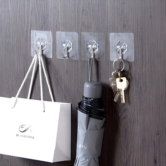 Transparent Self-Adhesive Wall Hooks – Strong Hold, No Drill, Damage-Free Hanging (Pack of 10)