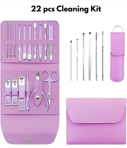22-in-1 Stainless Steel Nail Care Kit – Manicure & Pedicure Tool Set with Earwax Kit