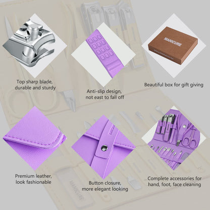 22-in-1 Stainless Steel Nail Care Kit – Manicure & Pedicure Tool Set with Earwax Kit