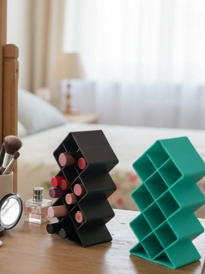 Plastic 10 Grid Lipstick Organizer with Storage Box – Makeup Holder for Lipsticks & Cosmetics - With Box