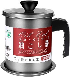 Oil Fryer Cookerwith Stainless Steel Fine Mesh with Lid Food Grade Iron Cooking Oil Filter Machine with Handle for Kitchen