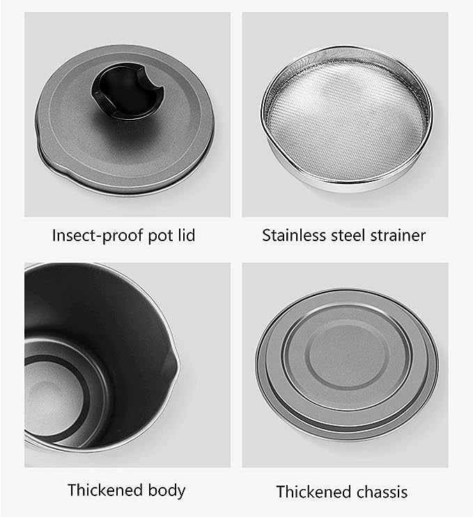 Oil Fryer Cookerwith Stainless Steel Fine Mesh with Lid Food Grade Iron Cooking Oil Filter Machine with Handle for Kitchen