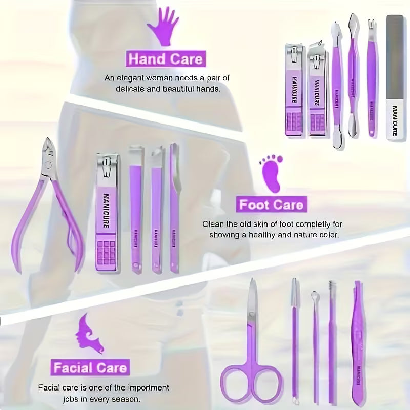 22-in-1 Stainless Steel Nail Care Kit – Manicure & Pedicure Tool Set with Earwax Kit