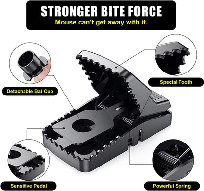 Best Seller Catcher Automatic Spring Reusable Plastic Black Rat Mice Mouse Traps - Pack of 3