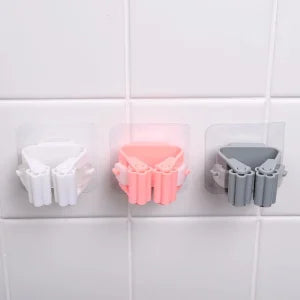 Pack of 3 Mop and Broom Self Adhesive Holder Wall Mount Magic Hanger Organizer Cleaning Tools Storage Mop Rack