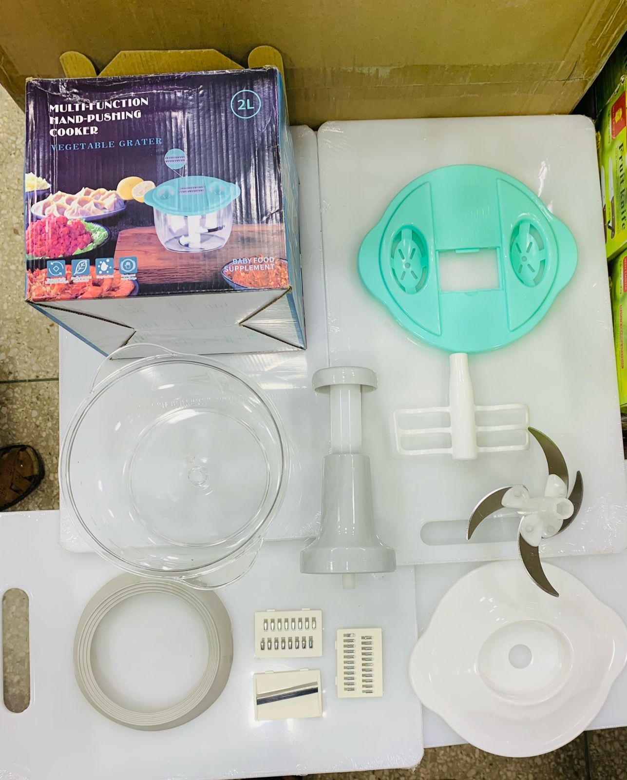 Multifunctional Manual Pushing Chopper with Beater & (Grater , Shredder, Slicer Plate) High Quality