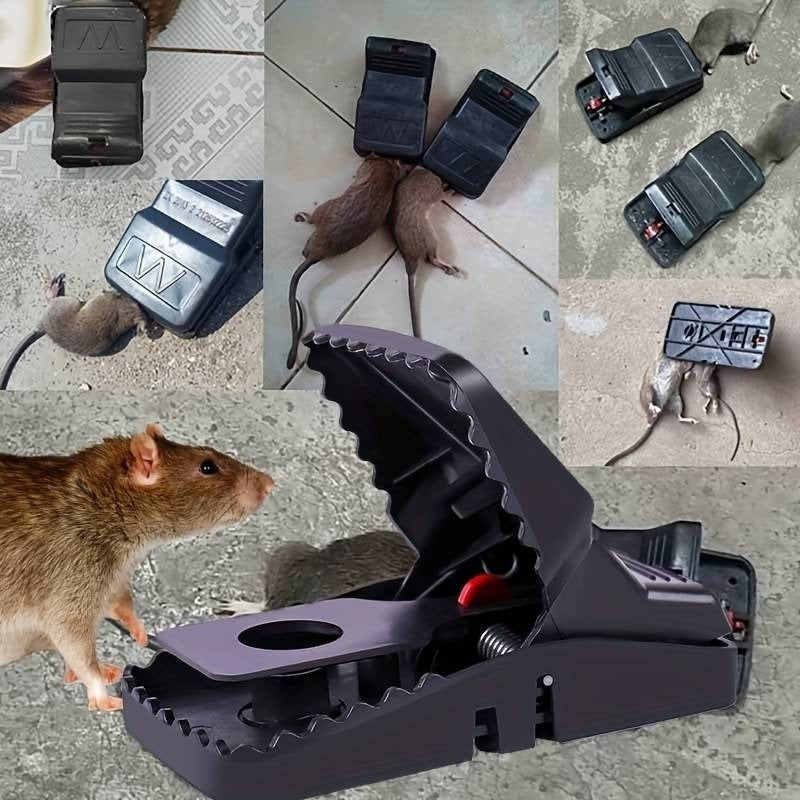 Best Seller Catcher Automatic Spring Reusable Plastic Black Rat Mice Mouse Traps - Pack of 3