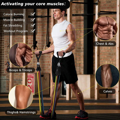 11 Piece Power Resistance Band Set Strength Training Yoga Sports Fitness Band Equipment for Men and Women